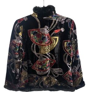 Sold ) Luxurious Black Embroidered Cape with Baroque Motifs 1970s 1980s jacket.